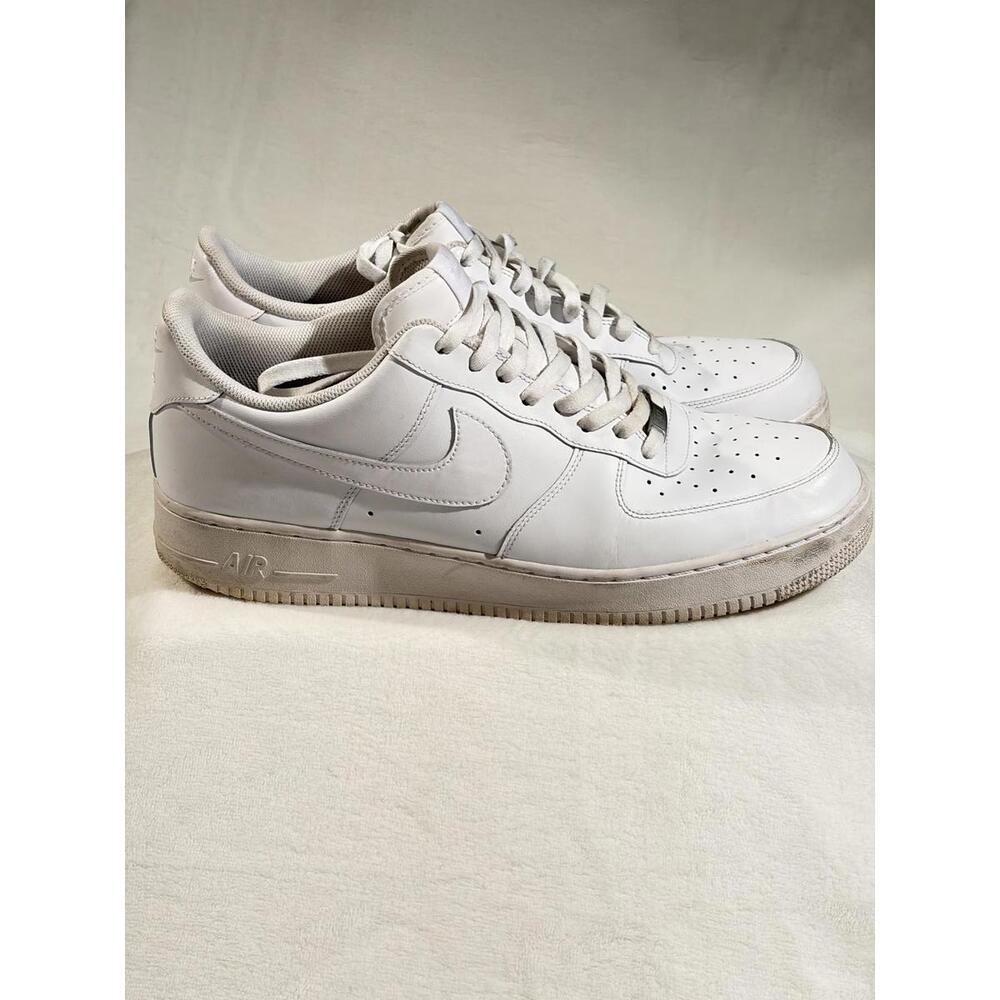 Nike Air Force 1 Low ’07 Triple White Leather Sneakers Size 16 Men CW-2288-111 - Picture 10 of 16